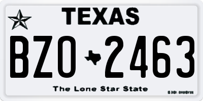 TX license plate BZO2463
