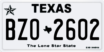 TX license plate BZO2602