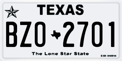 TX license plate BZO2701