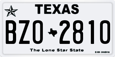TX license plate BZO2810