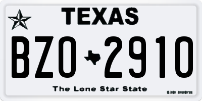 TX license plate BZO2910