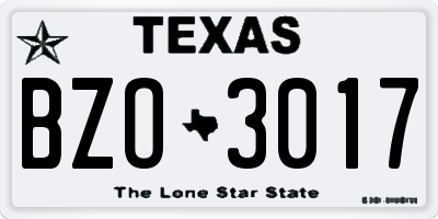TX license plate BZO3017