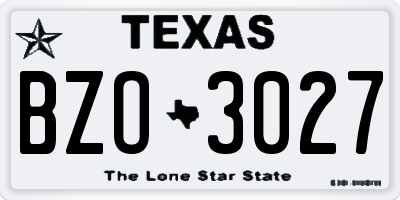 TX license plate BZO3027