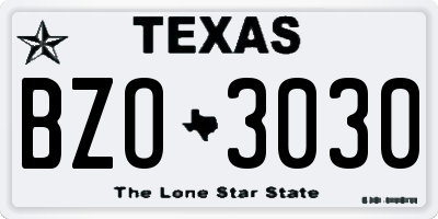 TX license plate BZO3030