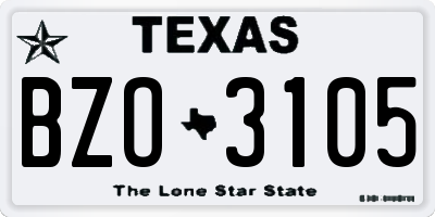 TX license plate BZO3105