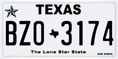 TX license plate BZO3174
