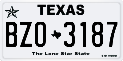 TX license plate BZO3187