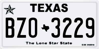 TX license plate BZO3229
