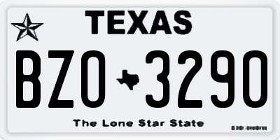 TX license plate BZO3290
