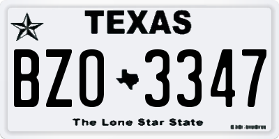 TX license plate BZO3347