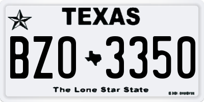 TX license plate BZO3350