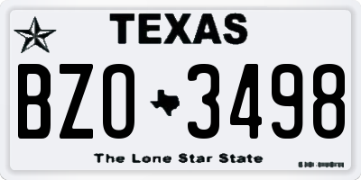 TX license plate BZO3498