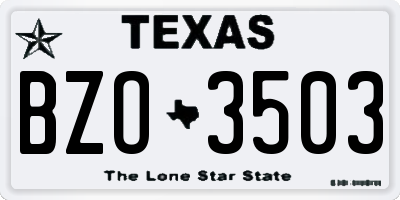 TX license plate BZO3503