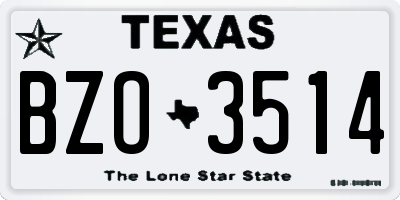 TX license plate BZO3514