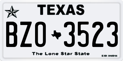 TX license plate BZO3523