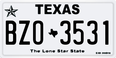TX license plate BZO3531