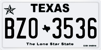 TX license plate BZO3536