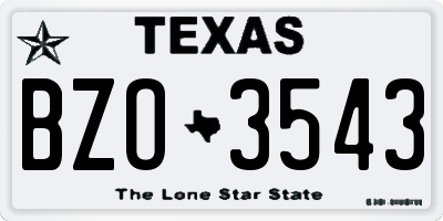 TX license plate BZO3543