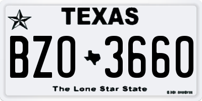 TX license plate BZO3660
