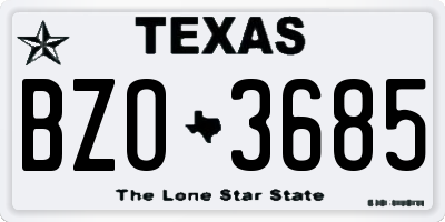 TX license plate BZO3685