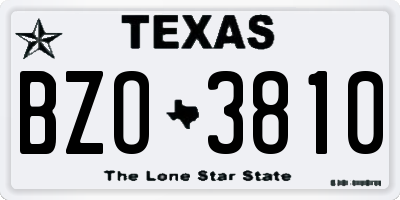 TX license plate BZO3810