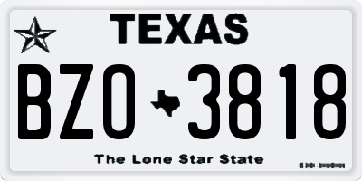 TX license plate BZO3818
