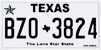 TX license plate BZO3824