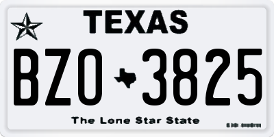 TX license plate BZO3825