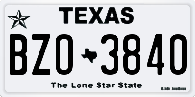 TX license plate BZO3840