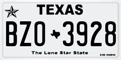 TX license plate BZO3928