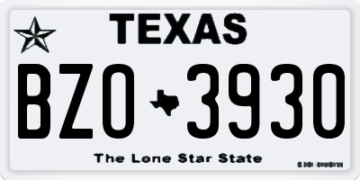 TX license plate BZO3930
