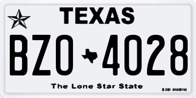 TX license plate BZO4028