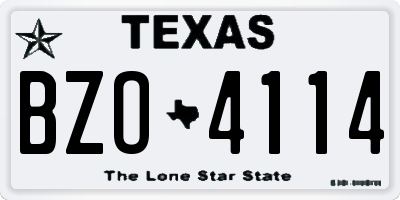 TX license plate BZO4114