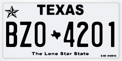 TX license plate BZO4201