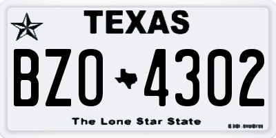TX license plate BZO4302
