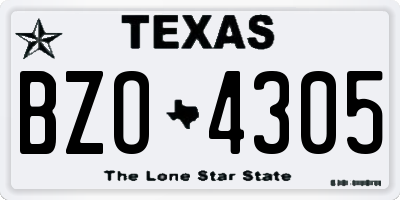TX license plate BZO4305