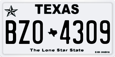 TX license plate BZO4309