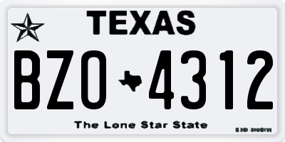 TX license plate BZO4312