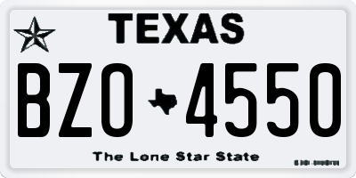 TX license plate BZO4550