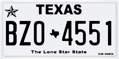 TX license plate BZO4551