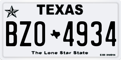 TX license plate BZO4934