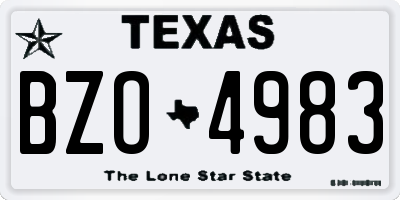 TX license plate BZO4983