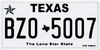 TX license plate BZO5007
