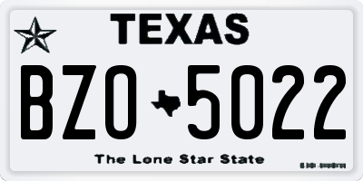 TX license plate BZO5022