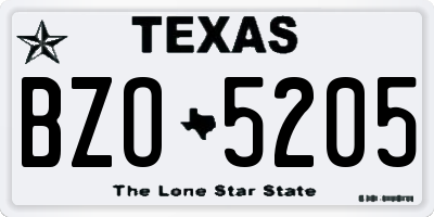 TX license plate BZO5205