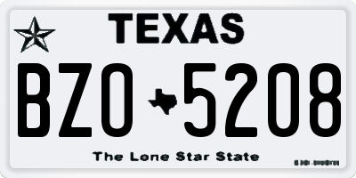 TX license plate BZO5208