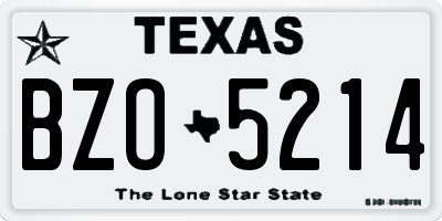 TX license plate BZO5214