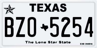 TX license plate BZO5254