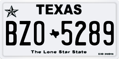 TX license plate BZO5289