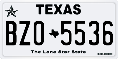 TX license plate BZO5536